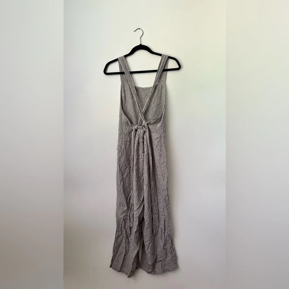 FREE PEOPLE ‘Off The Shore’ Linen Blend Striped Wide Leg Jumpsuit Women’s Size 2 - Picture 7 of 12